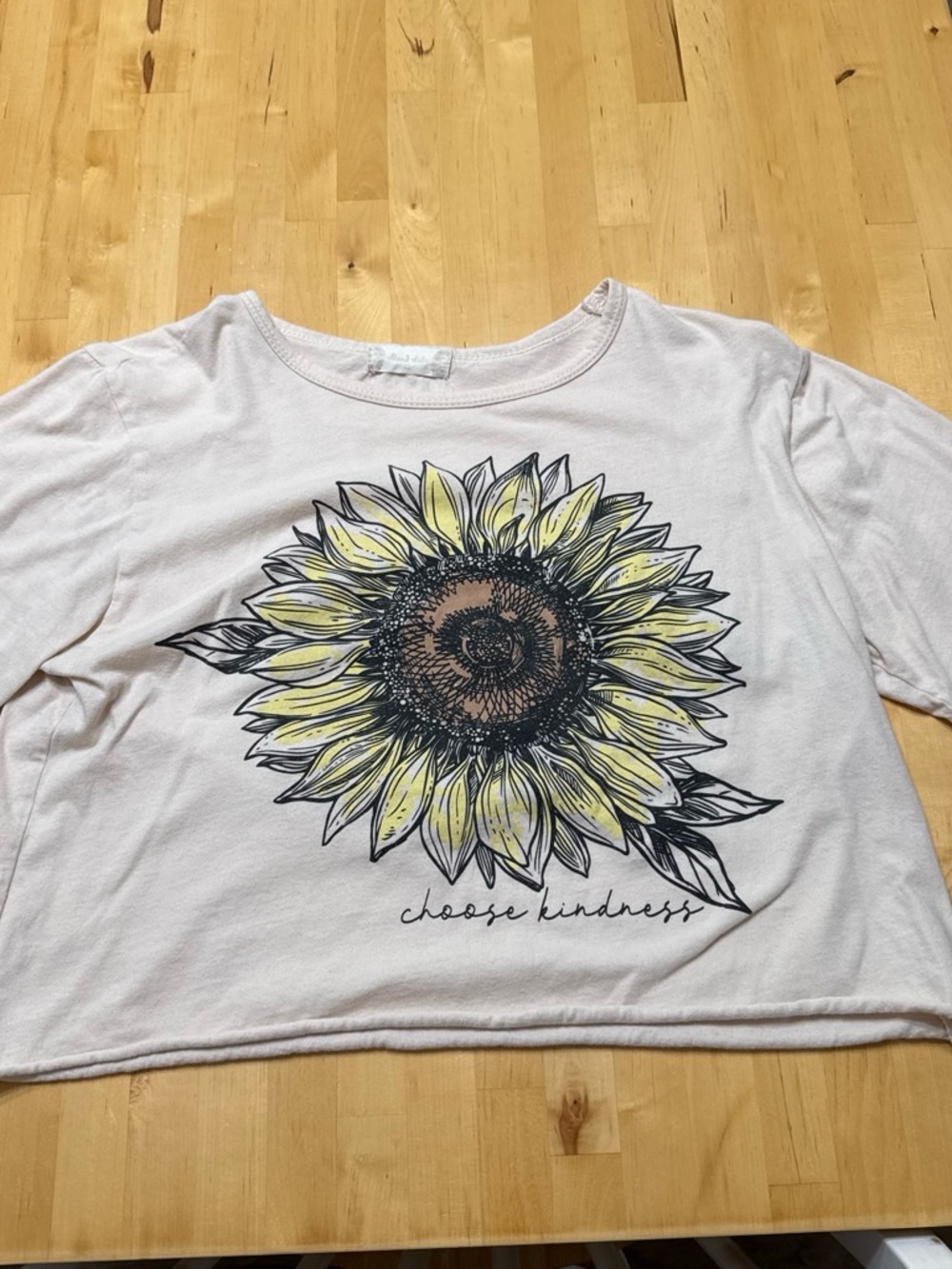 Altar'd State White Crop Tee with Sunflower Graphic
